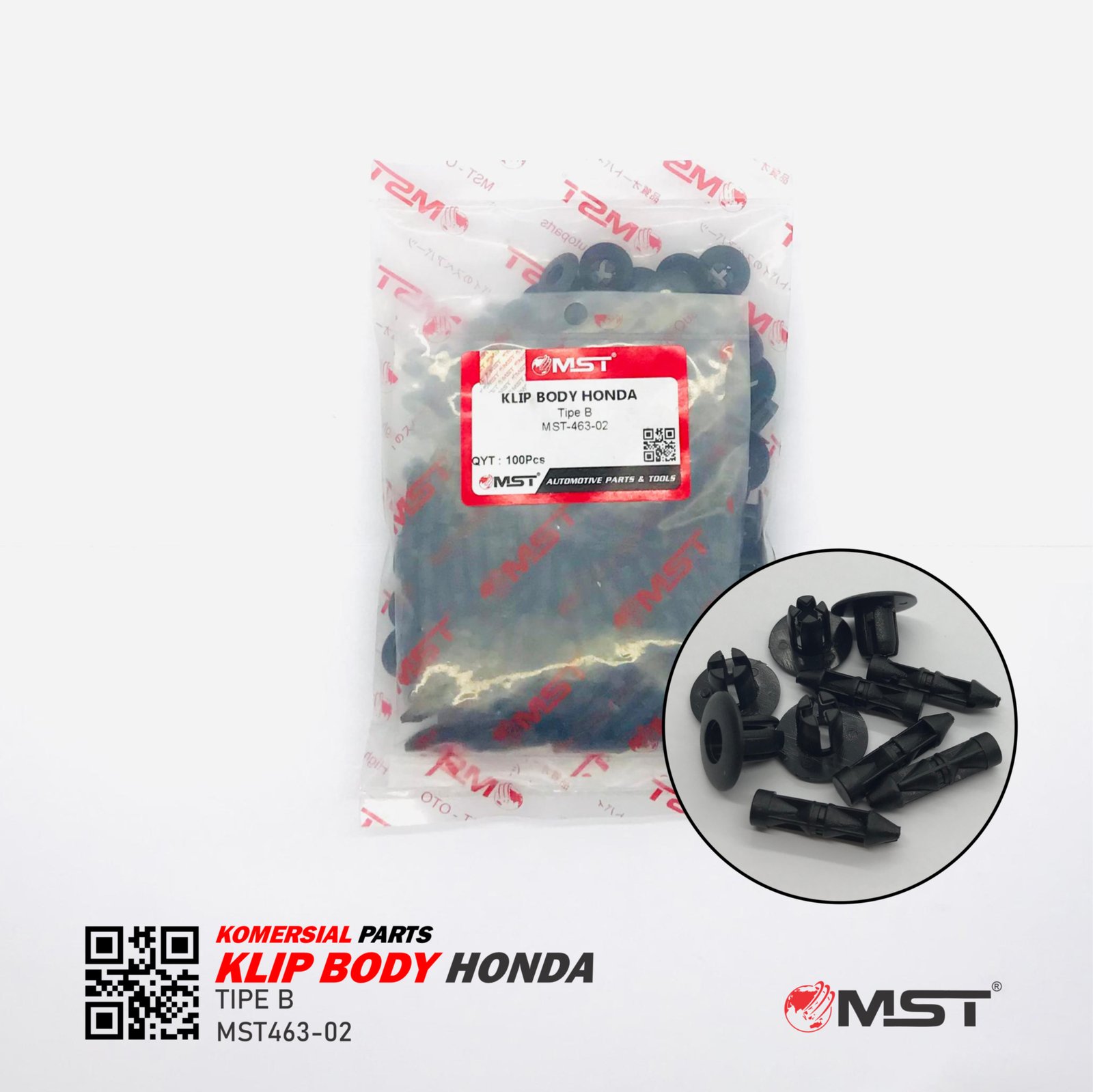 KLIP BODY HONDA TIPE B (7MM)  || 1 PAK ISI 100PC