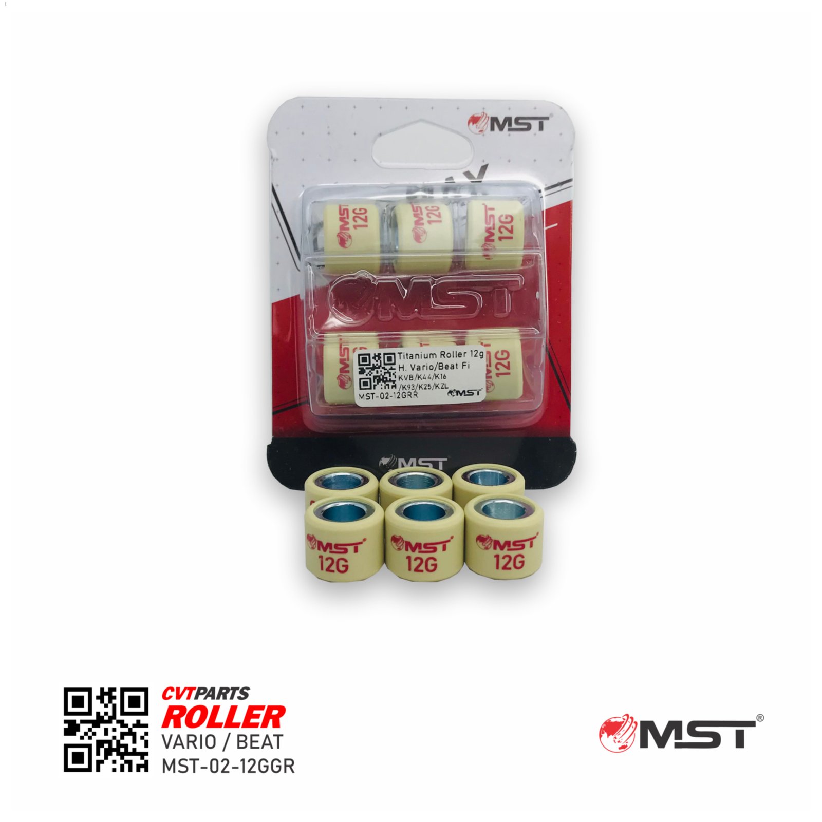 ROLLER SET HONDA VARIO/BEAT FI (KVB/K44/K16/K93/K25/KZL)12GR