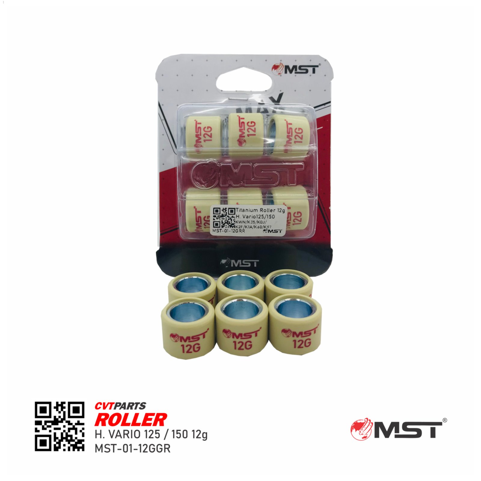 ROLLER SET HONDA VARIO125/150 (KWN/K35/K0J/K2F/K1A/K60/K97) 12GR